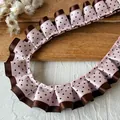 Cinta plisada de doble capa con lunares rosas y negros para manualidades y decoración - Rosa & Café de Lunares