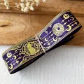 Purple satin ribbon with gold foil moon and cat patterns for magic girl DIY crafts - Standard Roll / Magic Purple With Gold Star Moon