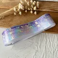 5-yard gradient purple rose ribbon with laser-printed geometric vine patterns for DIY - Purple Mist