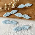Five light blue plush 3D angel wing patches for DIY Lolita hair accessories and crafts - No.4 Double Sided Thin Plush Wings / Light Blue