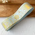 Light blue ribbon with gold foil cat, moon and star patterns for DIY craft projects - Standard Roll / Light Blue With Gold Star Moon