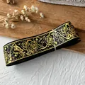 Cinta negra DIY de rosas y póquer con elegante impresión en pan de oro para decorar bolsos - Base Negra Impresión Dorada