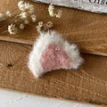 Pink and white plush cat ear accessories with soft faux fur texture for DIY crafts - Pink And White Ears