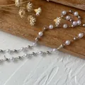 Catena artigianale con perle rosa e sfere d'argento per decorazioni creative fai-da-te - Stile Catena a Sfere Argento