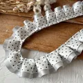 Cinta de volantes blanca con lunares negros para accesorios de cabello DIY y más - Gris & Blanco de Lunares