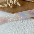 Lavender decorative ribbon with holographic gold butterfly and candle patterns - Light Pink