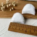 Plush white cat ear DIY accessories with soft fur texture measuring 4.5cm in width - Small White Cat Ears