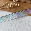 Holographic laser ribbon with geometric star and moon patterns for DIY crafts - Black Gray Silver Mystical Pattern / Long Style