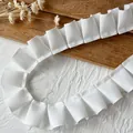 Ruban de dentelle en gros-grain plissé blanc pour loisirs créatifs DIY - Plissé Bord Unique / Blanc