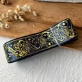 Cinta de satén azul oscuro con rosas doradas y naipes para decoración de bolsos DIY - Azul Marino Patrón Oro