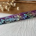Deep purple holographic rose vine ribbon with silver laser floral and star patterns - Purple Red Series