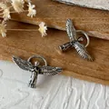 Vintage silver angel wing metal charm pendants for jewelry making accessories - Vintage Angel Relief Pendant / Silver