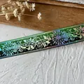 Holographic rose pattern ribbon with gradient green to black finish for DIY crafts - Black Green