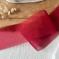 Deep red pearlescent organza ribbon with wavy texture for DIY crafts and decor - Dark Red