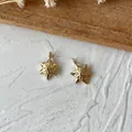 Set of two gold hexagonal star charms in brass finish for DIY jewelry making accessories - Octagram Star Badge Pendant / Gold