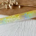 Self-adhesive PET tape with holographic rose floral design in yellow white gradient - Golden Yellow White
