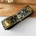 Black decorative ribbon with gold cat moon pattern for DIY pain bag craft materials - Standard Roll / Black With Gold Star Moon