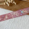 Holographic dusty rose ribbon with butterfly and floral patterns for DIY crafts - Dusty Pink