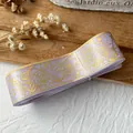 Cinta de satén morada con patrones dorados de rosas y aves para manualidades creativas - Púrpura Claro Patrón Oro