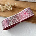 Red holographic laser ribbon featuring star patterns for handmade crafts and DIY decor - Red Silver Mystical Pattern / Standard Style