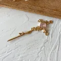 Pendentif épée d'ange doré avec pierre précieuse rose pour la création de bijoux DIY - Pendentif Épée de la Reine Croix Gemme Rose
