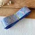 Cinta azul oscuro con estampado láser de rosas y pájaros para artesanía DIY - Violeta Patrón Plata