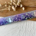 Purple ribbon with holographic moon and cat patterns for DIY anime badge decorations - Extended Roll / Purple Series Silver Holographic