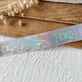 Holographic laser silver ribbon with butterfly and rose patterns for DIY crafts - Snake King (Silver Pattern) / Light Gray