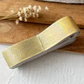 Elastic jacquard ribbon with gold metallic star pattern for DIY handmade accessories - Light Gray Gold Mystical Pattern / Standard Style