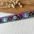 Deep purple holographic ribbon featuring silver laser cat and moon patterns for DIY crafting - Extended Roll / Purple Red Silver Holographic