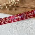 Dark red ribbon with holographic stars and rose patterns for DIY handmade crafts - Snake King (Silver Pattern) / Dark Red