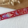 Dark red satin ribbon with laser butterfly and birdcage patterns for DIY crafts - Red