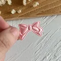 Satin pink ribbon bow applique for handmade DIY crafts and garment decoration - Pink Bow Patch