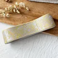 Cinta decorativa dorada con rosas y colibríes para manualidades de bolsos y accesorios - Gris Patrón Oro