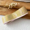 Pink decorative ribbon with gold geometric foil patterns for DIY handmade craft projects - Light Pink Gold Mystical Pattern / Standard Style