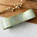 Green rose ribbon with laser silver floral pattern for DIY craft and decoration - Fruit Green