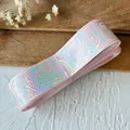 Cinta holográfica rosa con diseños de rosas y estrellas para manualidades y decoración - Rosa Melocotón Patrón Plata