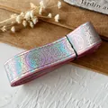 Pink ribbon roll with holographic silver pattern for DIY handmade craft projects - Leather Pink Silver Mystical Pattern / Standard Style