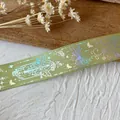 Grass green grosgrain ribbon with iridescent butterfly pattern for DIY handmade crafts - Fruit Green