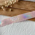 Pink laser ribbon with fairy tale patterns for DIY handmade badge decoration projects - Snake King (Silver Pattern) / Peach Pink
