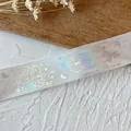 White holographic PET tape with laser floral and butterfly patterns for DIY projects - Pure White