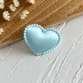 Light blue satin heart-shaped fabric patch with scalloped edges for DIY crafts - Blue Small Heart