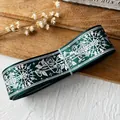 Deep green ribbon roll with holographic rose and geometric patterns for DIY crafts - Dark Green