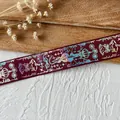 Holographic burgundy satin ribbon with rose and crown patterns for DIY badges - Snake King (Silver Pattern) / Rose Red
