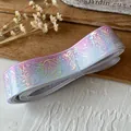 Cinta holográfica de rosas con degradado rosa púrpura para decorar bolsos de bricolaje - Rosa Blanco Patrón Plata