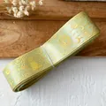 Light green grosgrain ribbon with gold star and cat print for DIY craft decoration - Standard Roll / Fruit Green With Gold Star Moon
