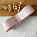 Pink ribbon with silver laser diamond pattern for DIY ita bag crafts and badges - Peach Pink Silver