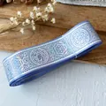 Blue holographic ribbon with magic pattern for DIY badge decoration and gift wrapping - Violet Silver Mystical Pattern / Standard Style