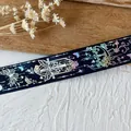 Black ribbon with colorful laser butterfly and floral patterns for DIY scrapbooking - Black