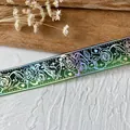 Cinta para bolsos ita con estampado holográfico de rosas y aves en verde degradado - Negro Verde Patrón Plata